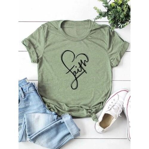Love Faith 90s Aesthetic Harajuku Women T Shirt Jesus Christian Graphic Shirt Cotton O Neck Female Clothing Short Sleeve Top Tee