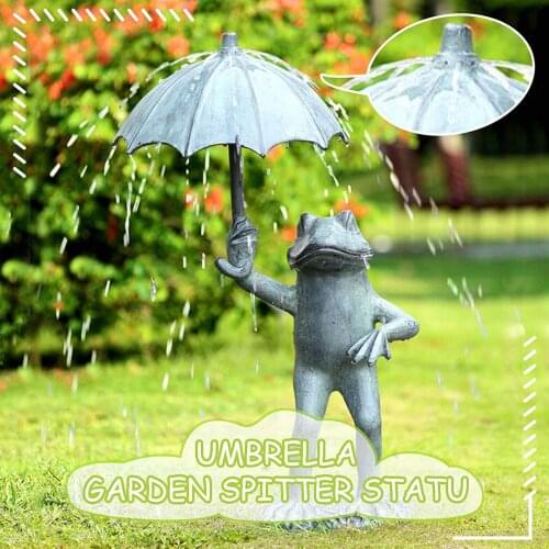 Hot Sale 20x10cm Frogs Garden Statues Frog Holding An Umbrella Sculpture Garden Yard Frogs Landscaping Ornaments Decoration