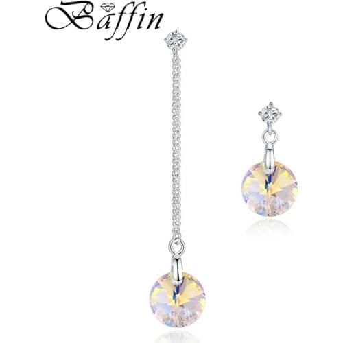 BAFFIN Crystals From Swarovski Elements Long Chain Stud Earrings Asymmetrical For Women Party Jewelry 2018 Fashion Piercing