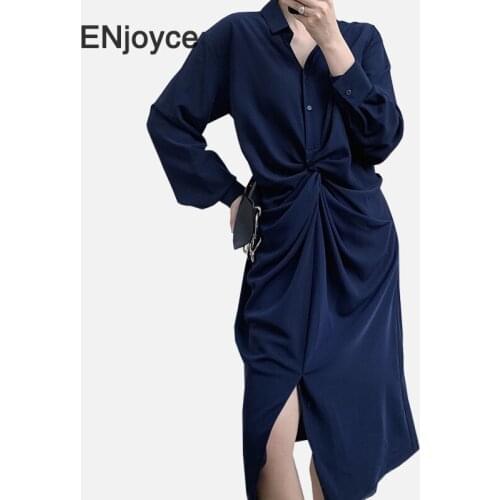 Vintage Knotted Slimming Long Shirt Dress Women French Elegant New Designed High Waist Dresses Ladies Workwear Spring Fall