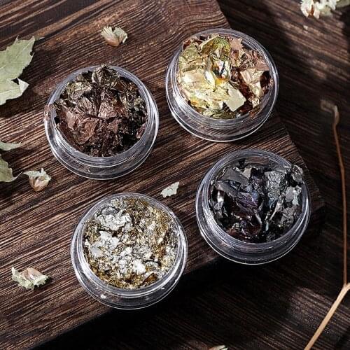 1 Box Gold Sliver Glitter Flakes Irregular Aluminum Foil Sequins For Nails Chrome Powder Winter Manicures Nail Art Decorations