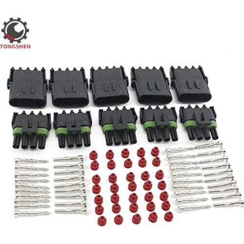 10 Kit 1 2 3 4 Pin Way Waterproof Electrical Connector 1.5mm Series Terminals Heat Shrink Quick Locking Wire Harness Sockets
