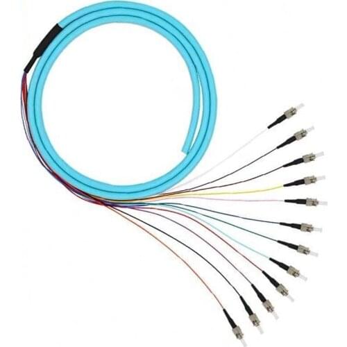ST OM3 12core Fanout Fiber Optic Pigtail Multimode 12Colored 1.5M Optical Fiber Pigtail,12core ST/UPC Bunchy Pigtail Practicabi