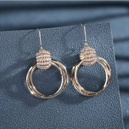 2021 Trendy Geometry Shape Dangle Earrings Summer Jewelr for Mothers Day Gift Temperament Multi-Layer Circle Drop Earring