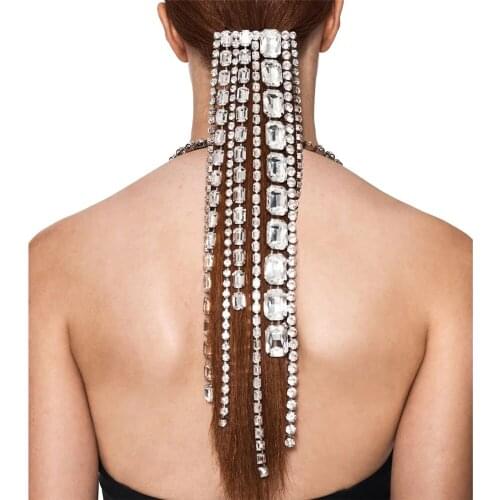 2021 Luxury Rhinestone Fashion Bridal Hairband Tiaras for Girl Wedding Jewelry Crystal Long Tassel Headband Crown Headwear