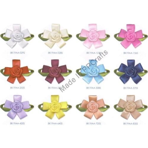 38x32MM Satin Ribbon Rose Foliage Flower For Packing Cloth Hairbow DIY Crafts 200pcs Free Shipping