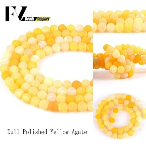 4-12mm Natural Yellow Frost Cracked Agates Onyx Loose Spacer Round Stone Beads For Jewelry Making DIY Bracelets Needlework 15"