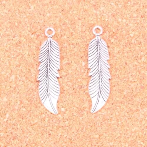40 pcs Charms feathers tree leaf,Antique Making pendant fit,Vintage Tibetan Silver,jewelry DIY bracelet necklace 45*11mm