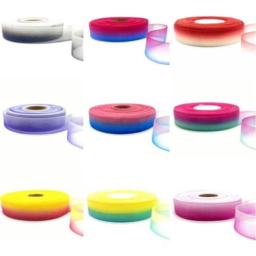 5 Yards/Lot 25mm Gradient color Organza Ribbons for Wedding Home Decor DIY Gift Wrapping Handmade Accessories