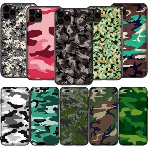 T16 Army Green Camouflage Silicone Soft Case for iPhone 12 Mini 11 Pro XS Max XR X 8 7 6 6S Plus 5 5S SE 2020