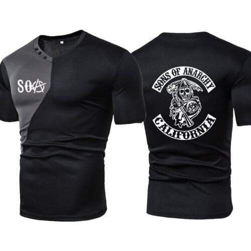2021 New Fashion casual high quality Sons of Anarchy Skull Print 100% cotton Men T-shirt Summer Crew neck Oversized t-shirt