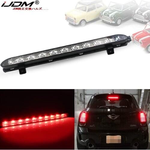 IJDM Black Chrome Lens Red LED 3rd Brake Lamp For 2007-2014 MINI Cooper R56 R57 R58 R60, OEM Fit High Mount Brake Light 12V