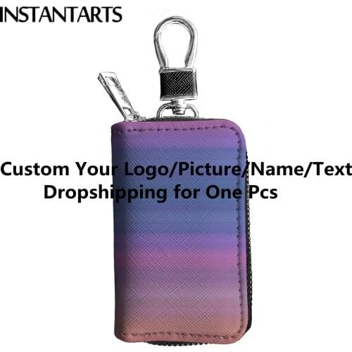 INSTANTARTS Custom Your Logo/Picture/Name/Text Personality Keychain Universal Accessories Car Key Cover Case Key Cover Wallet