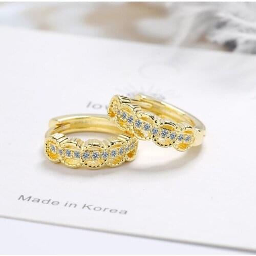 KOFSAC Fashion Women Earrings 925 Sterling Silver Party Jewery Chic Gift Zircon Circle Earring Lady Valentines Day Accessories