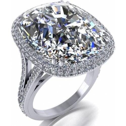 Luxury 925 Sterling silver Cushion cut 6ct Simulated Diamond stone Wedding rings for Women Jewelry