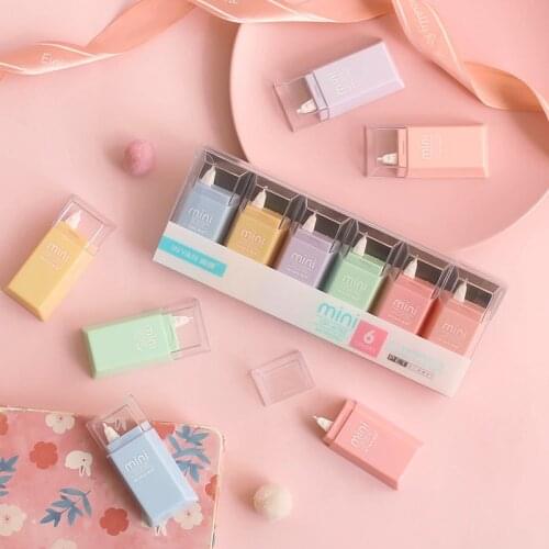MINKYS New Kawaii 5M 6pcs/lot Macaroon Color Correction Tape Study White Out Corrector Adhesive Tape School Office Supplies
