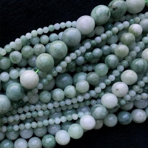 Natural Genuine Green Jadeite Jade Round Loose Stone Beads 4-12mm Fit Jewelry DIY Necklaces or Bracelets 15"