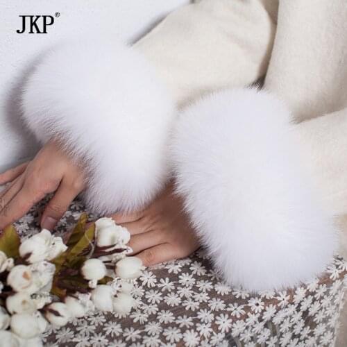 Fox fur Cuffs 2020 Genuine Fox Fur Cuff Arm Warmer Lady Bracelet Real Fur Wristband Glove
