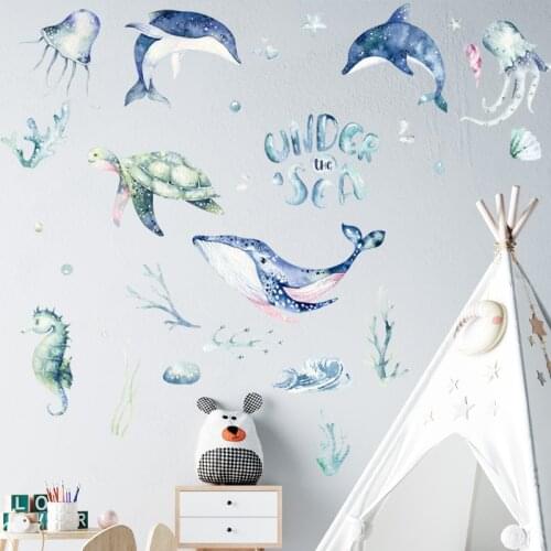 Fish Wall Stickers Animal Boy Girl Kids Room Decor Wallstickers Bathroom Bedroom Nurserry Wall Decals Self Adhesive Wallpaper