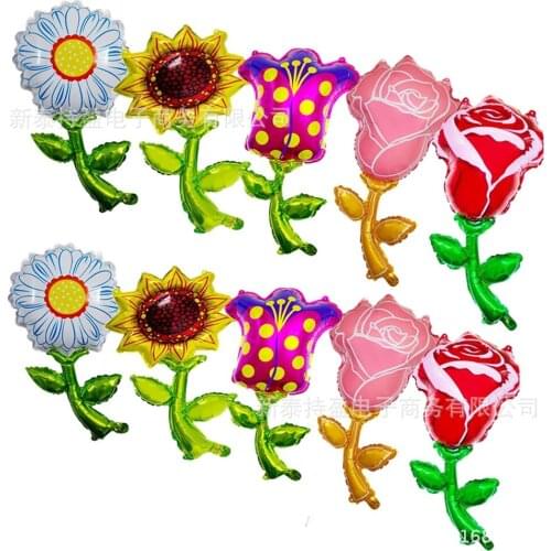 New large rose flower sunflower aluminum film balloon decoration party bar decoration balloon