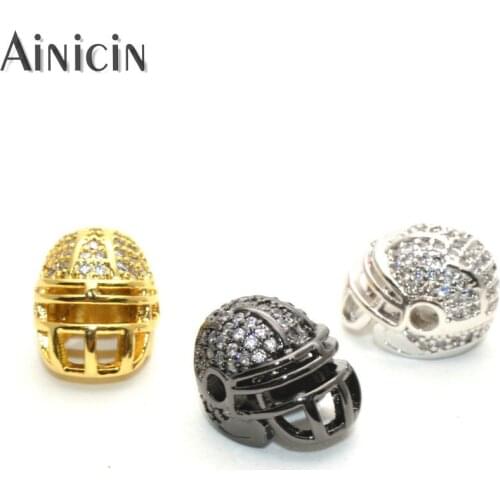 New Arrival football helmet Full Rhinestone Crystal Setting Loose Beads For Bracelet Making DIY Jewelry Making Findings 30pcs