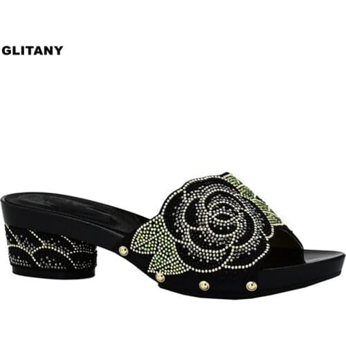 New Arrival Rhinestone Wedding Shoes Womens Dress Shoes Open Toe Slip on Latest Elegant Women Pumps for Party High Heel Wedges