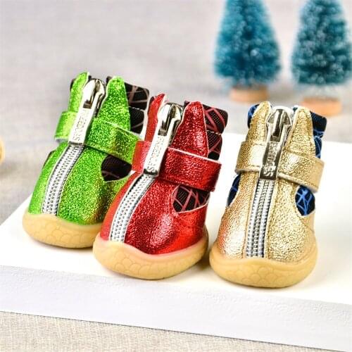 Pet Dog Shoes Winter Super Warm 4pcs/set Dogs Boots zipper Anti-Slip XS XL Shoes for Small Pet Product ChiHuaHua Waterproof