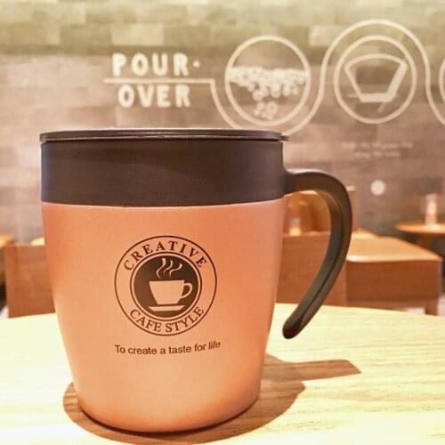 Office water cup stainless steel drinking water home mug with lid spoon coffee cup men and women heat preservation cup