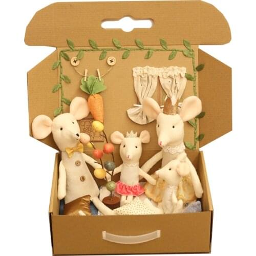 Easter mouse box Cute Baby Dolls Boy Girl The mouse family Mini plush doll house cute animal stuffed doll box Easter decoration