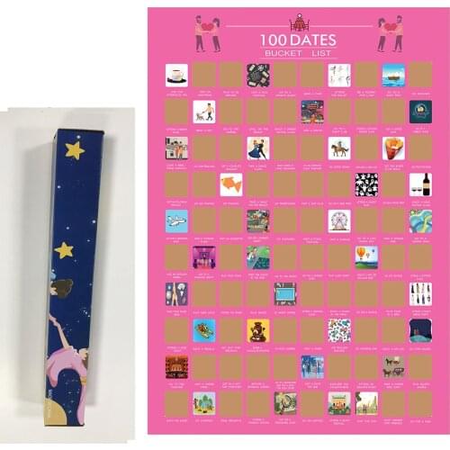 100 Dates Scratch Off Poster Date Night Bucketlist Anniversary Couples Gift for Girl Women Friend Birthday Engagement Wedding