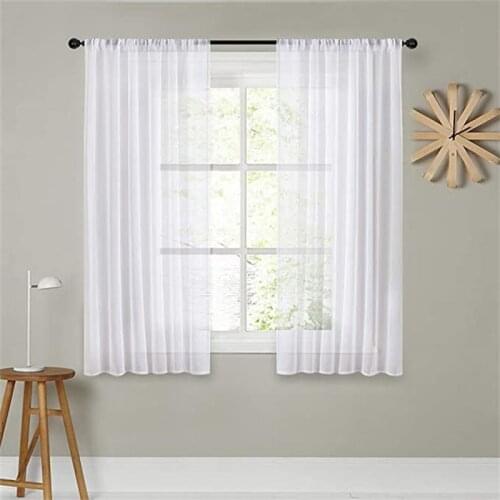 ELKA Sheer Curtains White Kitchen Curtains Sheers Basement Short Curtains Living Room Small Curtain Bedroom Voile Window 2 Panel