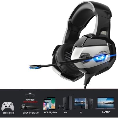 ONIKUMAK5 Wired Headset Gamer PC 3.5mm PS4 Headsets Surround Sound & HD Microphone Gaming Overear Laptop Tablet Gamer