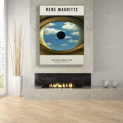 Rene Magritte - The False Mirror, 1928 - Poster -Canvas - Home Decor - Vintage Painting, Surrealism, Modern Art, Wall Art