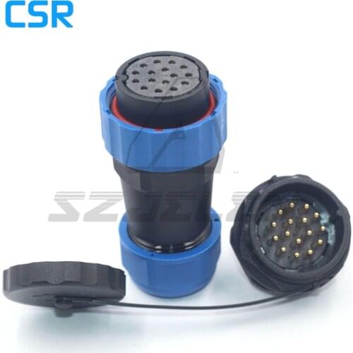 SD28TP-ZM, 16 pin Waterproof plug socket panel mount LED cable connector