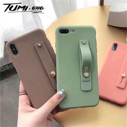 For iPhone 11 Pro Max Wrist Strap Hand Band Silicon Case For iPhone 6 6s 7 8 Plus X Xr Xs Max Back Phone Stand Ring Cover