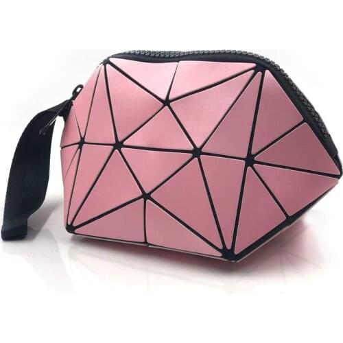 3 Pieces Set Stylish Holographic Geometric Luminous Foldable Makeup Bag Purse Cosmetic Bags Travel Organizer Purses