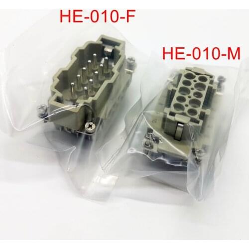 HDC-HE-010 core Heavy-duty Male Connector HE-010-M and Female Connector HE-010-F 16A 500v 10 Pin aviation plug core