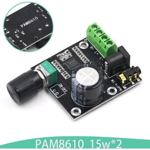 Super Slim 2 X 15W PAM8610 Class D Digital Dual Power Audio Amplifier Board Module 12V 15 W+15 W Electrical Components