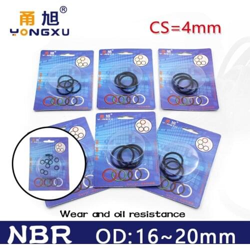 Boxed nitrile rubber NBR seal O-ring thickness CS 4mm OD 16/17/18/20mm Gasket oring Waterproof oil resistance