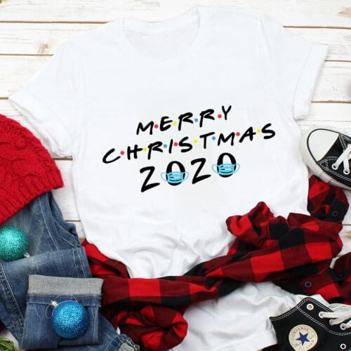 Merry Christmas 2020 Colored Printed 100%Cotton Womens T Shirt Unisex Winter Funny Casual O-Neck Short Sleeve Top New Year Gift