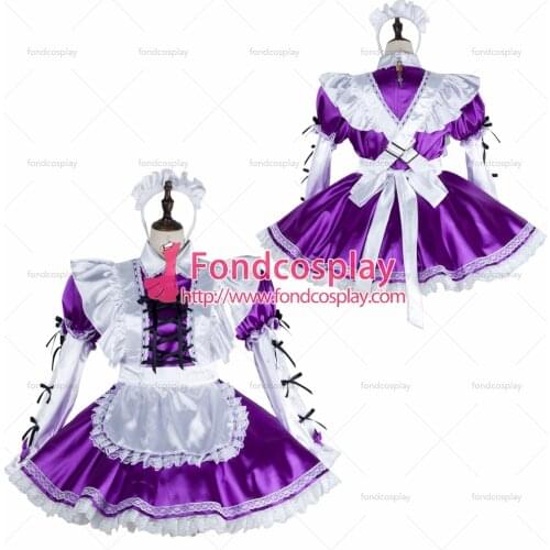 Sissy maid satin dress lockable Uniform cosplay costume Tailor-made[G2405]