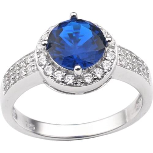 Women Engagement Ring 925 Sterling Silver Band 8.0mm Cubic Zirconia CZ Classic Wedding Jewelry R033