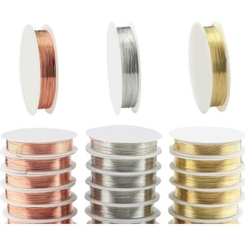 1Roll 0.2/0.3/0.4/0.5/0.6/0.7/0.8mm Copper Jewelry Wire Light Gold/Silver Color Alloy Beaded Wire DIY Jewelry Rope Accessories