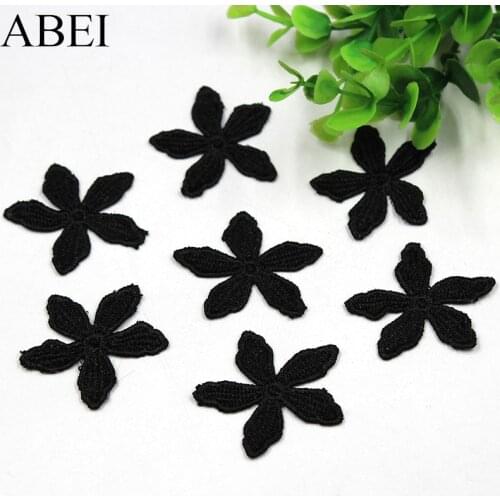 10pcs/lot Embroidered Black Appliques Water Soluble Lace Flower Fabric Patches Handmade Patchwork Garments Accessories Supplier