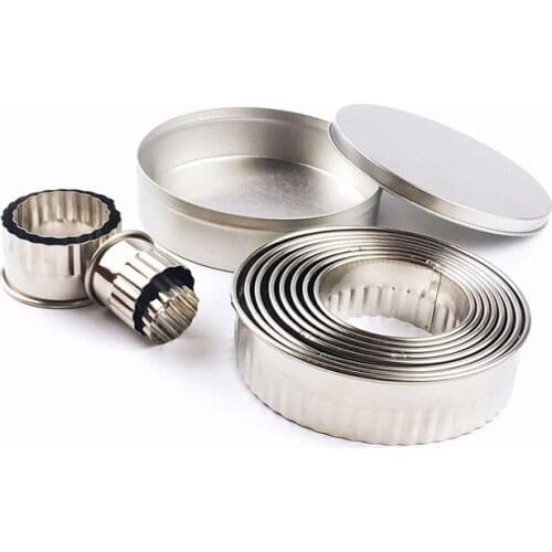 12pcs/lot Dumplings Wrapper Mold Cutter Maker Tool Stainless Steel Round Biscuit Round Pastry Wrapper Dough Cutting Tool OK 0992