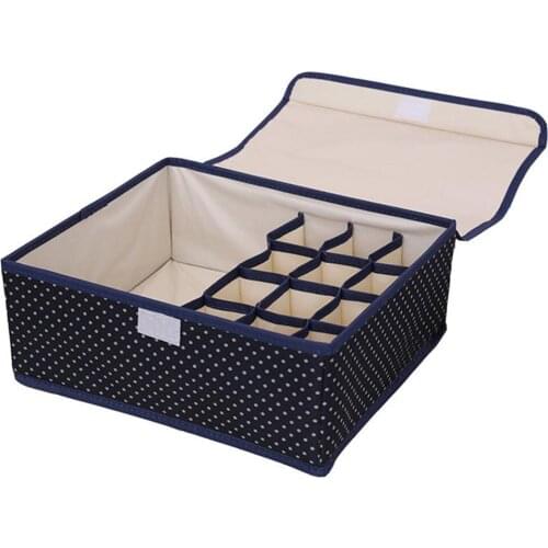 Foldable Storage Box Underwear Bra Organizer With Lid Linen Clothing Drawer Closet Organizers Socks 2 In 1 Save Space 2 In 1