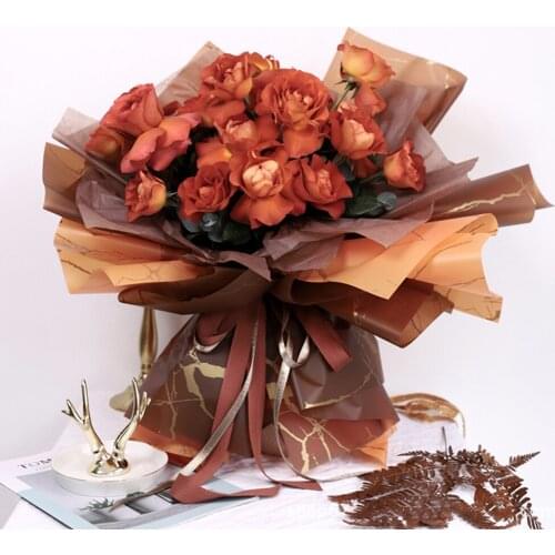 20pcs Gold Marble Texture Flowers Packaging Paper DIY Crafts Wedding Bouquet Gift Box Waterproof Flowers Packaging Gift Paper