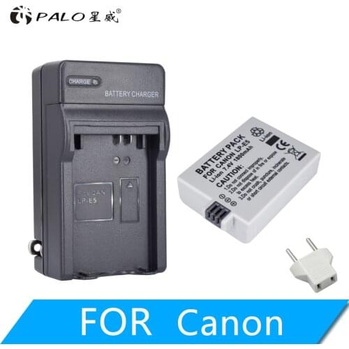 PALO LPE5 LP E5 lpe5 Camera Battery 1800mAh + LP-E5 Camera Bttery Charger For Canon Eos 450D 500D 1000D Kiss X3 Kiss F Rebel Xsi