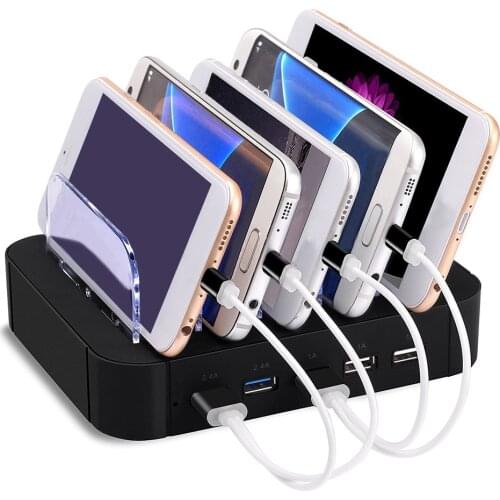 Besegad Multi USB Charging Station Dock Universal Detachable Stand Holder Desktop Charger for Mobile Phone Tablet EU US Plug