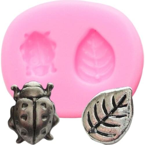 Ladybug Leaves Silicone Molds DIY Party Cake Decorating Tools Chocolate Fondant Cupcake Topper Moulds Candy Polymer Clay Mould